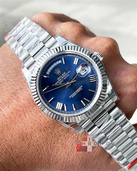 rolex day date 40 mm roman blue|rolex day date 40 prices.